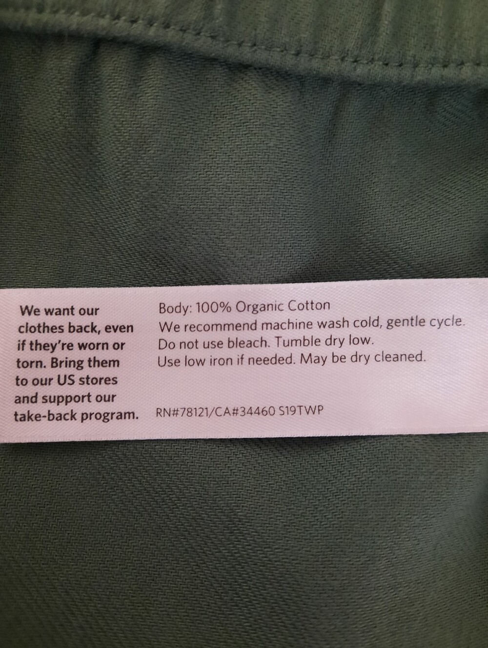 Eileen Fisher Nori Green Organic Cotton High Rise Relaxed Slim Leg Pants Large - Picture 8 of 15